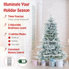 6 feet snow flocked artificial Christmas tree with cool white LED lights, featuring adjustable brightness and remote.