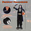 6 ft animated Halloween vampire pirate decoration features a bone-chilling design with flashing red eyes and pop-up head.