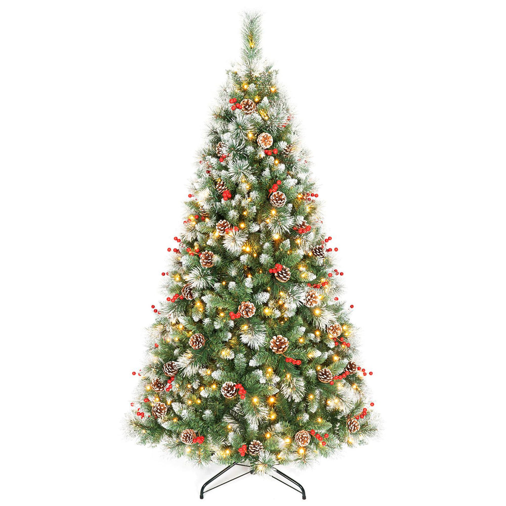 6 ft Artificial Frosted Christmas Tree with 747 Branch Tips and 55 Pine Cones - Gallery View 1 of 2