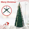 6 ft pop-up Christmas tree featuring PVC holly leaves, four festive ribbons, and a top bow for holiday decoration.