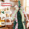 6 ft pop-up Christmas tree features verdant PVC holly leaves, 4 festive satin ribbons, and a top Christmas bow for holiday decor.