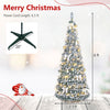 6 ft pop-up flocked Christmas tree with 20 bows, 35 balls, and 150 pre-lit LED lights for festive holiday decor.