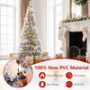 6 ft pop-up flocked Christmas tree with 35 Christmas balls and 20 bows, made of flame-retardant PVC for festive decor.