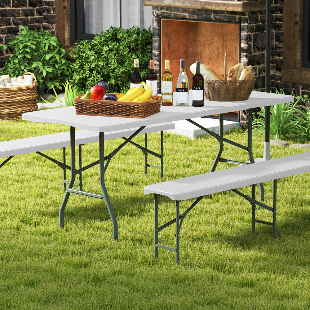 6 ft Portable Folding Table 350 LBS Fold-in-Half Table with HDPE Tabletop-White - Gallery View 1 of 10