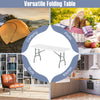 6 ft portable folding table with HDPE tabletop, ideal for camping, picnics, or indoor use, supports up to 350 lbs.