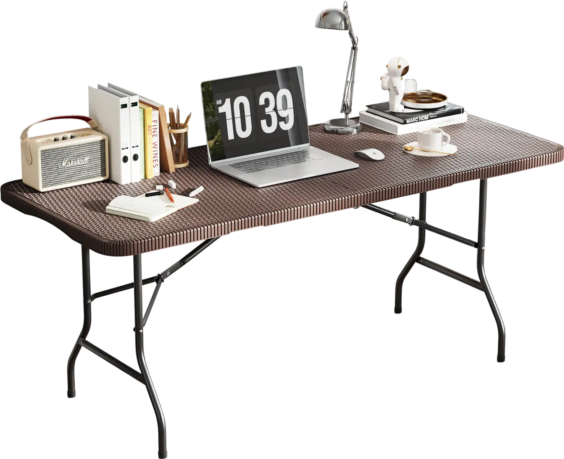 Costway 6' Portable Folding Picnic Table Rattan-Like HDPE Brown 78342156 New