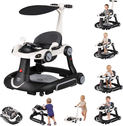 Costway 6-in-1 Baby Walker Activity Center Bouncer Rocker w/ Canopy Music 53201048 New