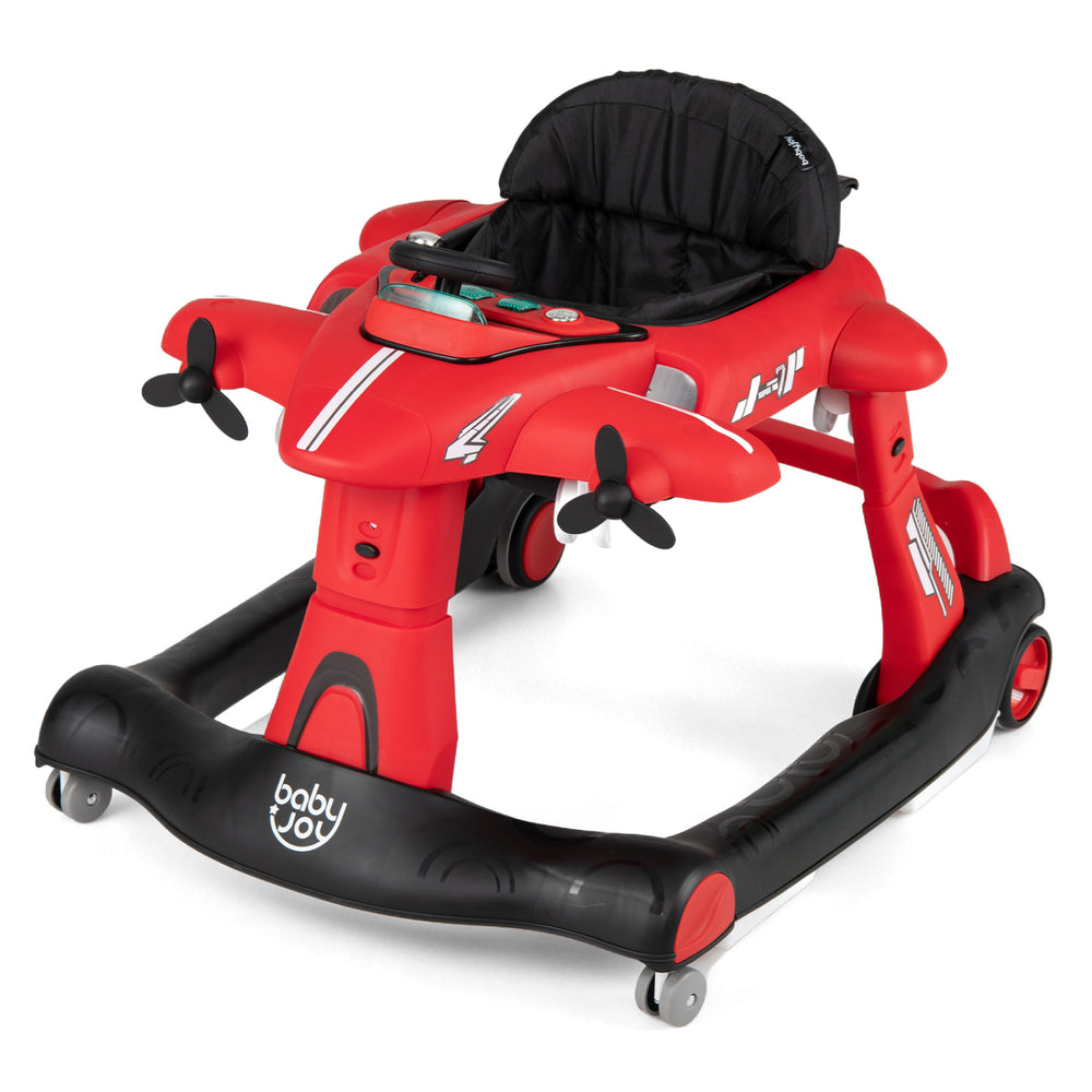 6-in-1 Baby Walker with Wheels and Detachable Play Platform for Kids Aged 6-18 Months Old-Red - Gallery View 1 of 1