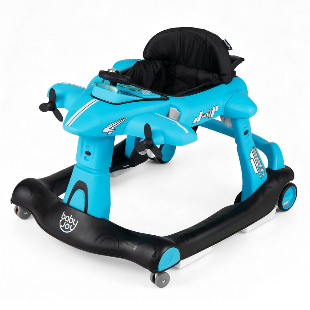 6-in-1 Baby Walker with Wheels and Detachable Play Platform for Kids Aged 6-18 Months Old-Blue - Gallery View 1 of 1