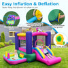 Inflatable 6-in-1 bouncy castle with slide, ball pit, and 480W blower, perfect for outdoor fun and events.