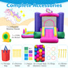 Inflatable 6-in-1 bounce house with slide, ball pit, and 480W blower for outdoor fun and entertainment.