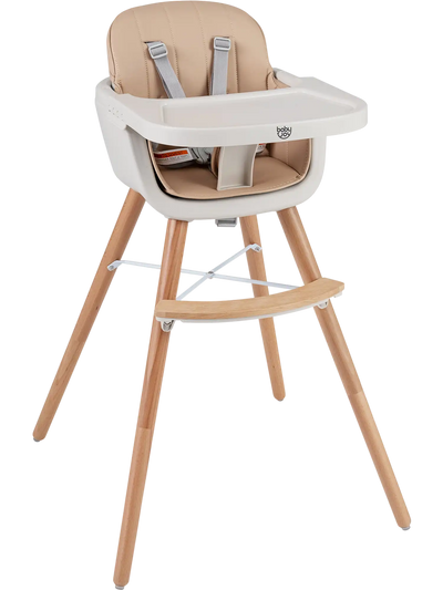Costway 6-in-1 Convertible Wooden High Chair Safety Harness Adjustable Legs 83533344 New