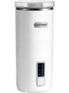 6-in-1 electric milk steamer in white with stainless steel interior, ideal for making rich foam and easy cleaning.