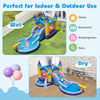 6-in-1 inflatable kids water park with slide, ball pit, and basketball rim for outdoor and indoor fun.