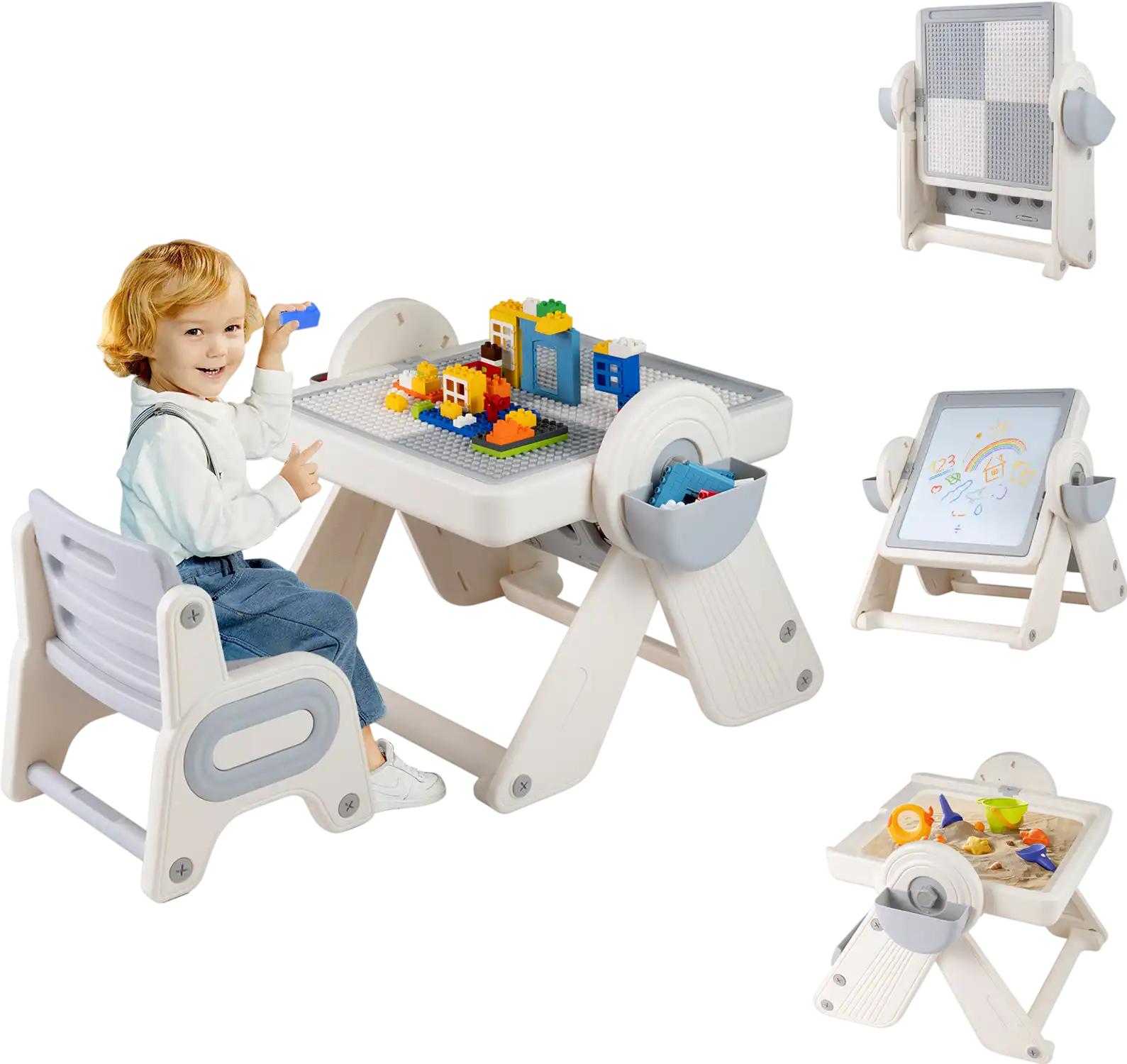 Costway 6-in-1 Multi-Activity Kids Table & Chair Set Art Easel Folding 97517472 New