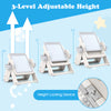 Adjustable height children’s easel set in gray and white, featuring a height locking device for versatile use.