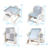 Multi-activity children's table and chair set in gray and white, featuring adjustable height and folding design for.