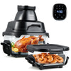 6-in-1 Portable Glass Air Fryer with dual containers, 1500W, perfect for family meals and single servings.