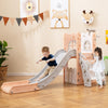 6-in-1 Toddler Slide L-shaped Playground with Basketball Hoop and Ladder-Pink - Gallery View 1 of 10