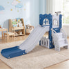 6-in-1 Toddler Slide L-shaped Playground with Basketball Hoop and Ladder-Blue - Gallery View 1 of 11