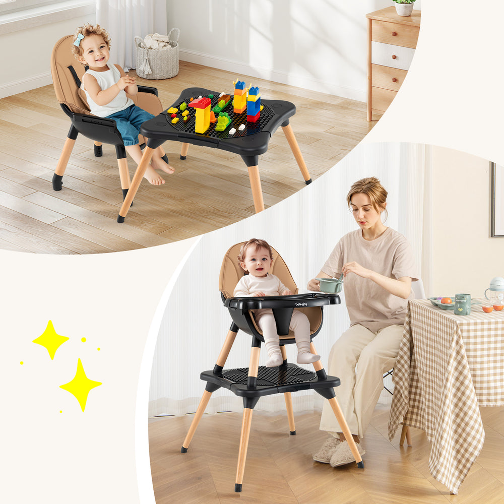 6 in 1 High Chair for Babies and Toddlers Ages 6-36 Months-Coffee - Gallery View 1 of 9