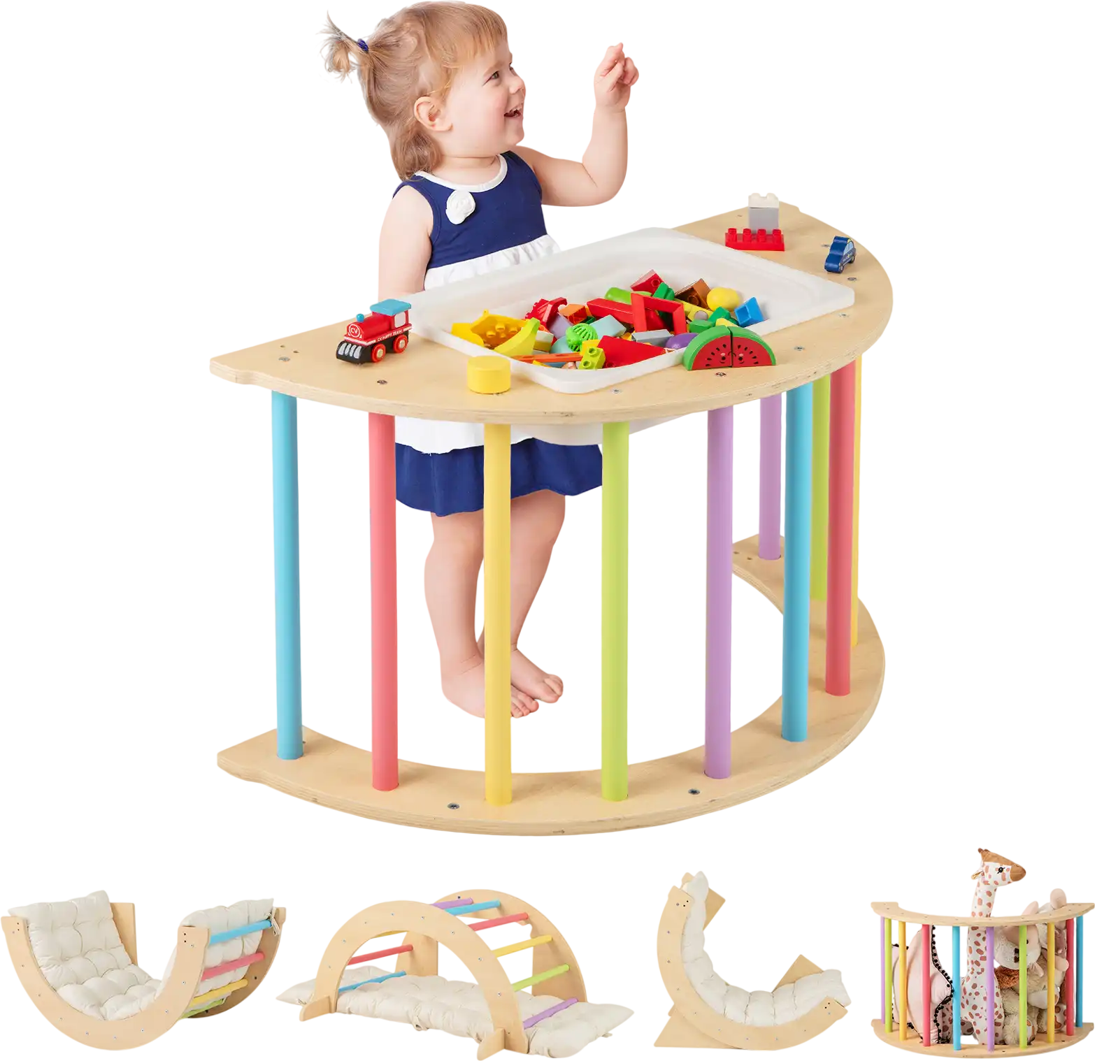 Costway 6-in-1 Kids Climbing Arch Playset w/ Removable Cushion & Stoppers 837194652 New