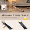 Height adjustable foldable dog ramp with removable guardrails, designed for high beds and couches.