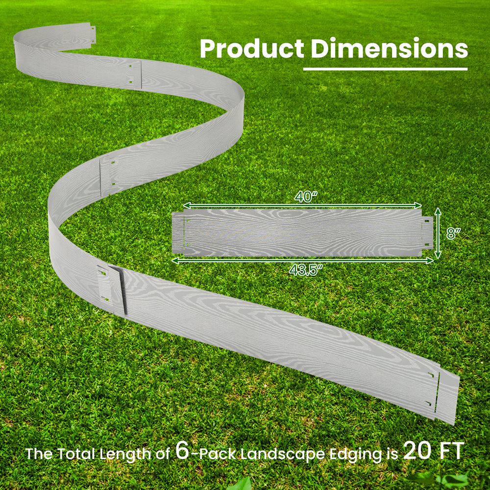 Galvanized metal landscape edging in a curved layout, 20 FT total length, ideal for garden borders and shapes.