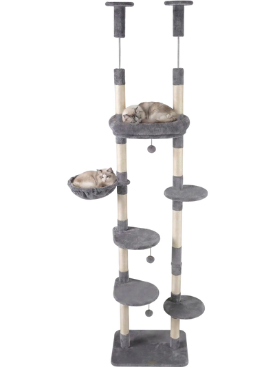 Costway 6-Tier Floor to Ceiling Cat Tree Condo Plush Bed Sisal Scratching Posts 60589663 New