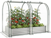 Galvanized raised garden bed with greenhouse cover, featuring clear PVC for warmth and rain protection, ideal for.