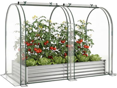 Costway 6' x 3' x 1' Galvanized Raised Garden Bed with Greenhouse Cover 34234503 New