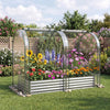 6 x 3 x 1 FT Galvanized Raised Garden Bed with Greenhouse Cover-Silver - Gallery View 1 of 10