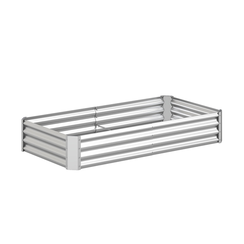 Galvanized raised garden bed with open-ended base, 6 x 3 x 1 FT, ideal for growing vegetables and flowers.