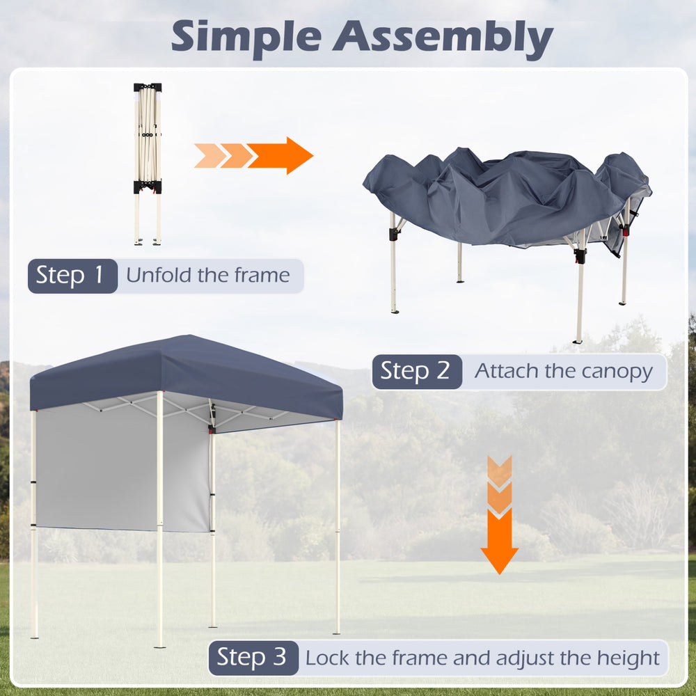 6 x 4 FT Pop-Up Canopy Tent with 1 Half Sidewall Easy Setup Folding Outdoor Sun Shelter - Gallery View 7 of 10