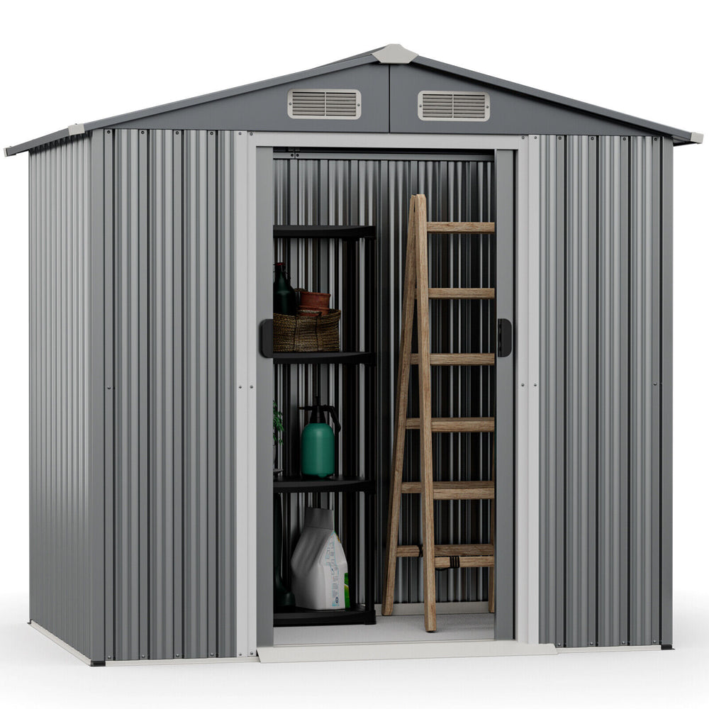 Costway Metal Storage Shed 6' x 4' with Sliding Double Lockable Doors New
