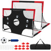 Portable 6 x 4 FT soccer goals set with Oxford target, cones, and air pump for skill-building and outdoor play.