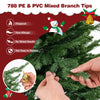 Close-up of the 788 PE & PVC mixed branch tips of a pre-lit 6ft Christmas tree, showcasing fireproof and non-allergic.