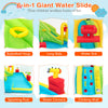 Giant inflatable water slide featuring a long slide, climbing wall, and water cannons for outdoor fun in gardens or.
