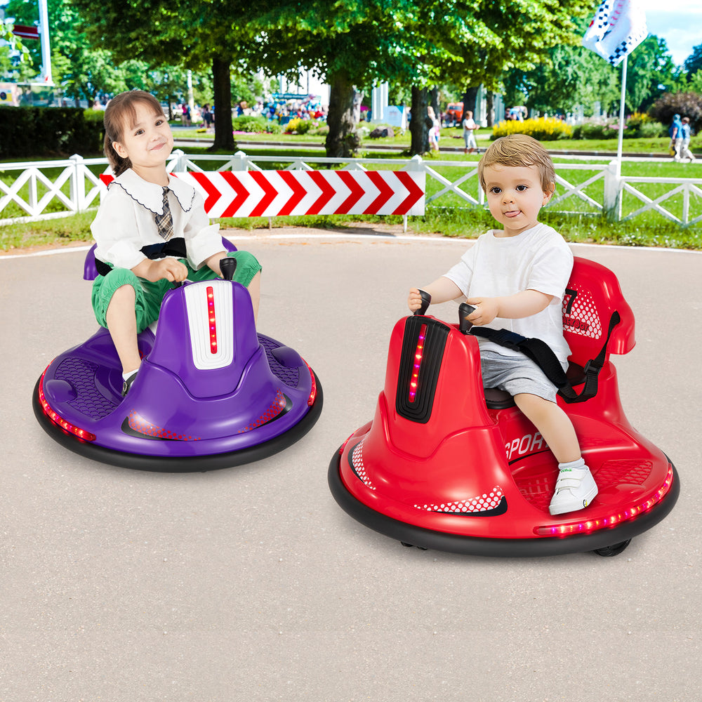 12V Kids Ride On Bumper Car with Remote Control Lights and Music-Red - Gallery View 1 of 11