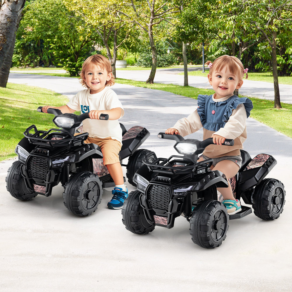 6V Kids ATV Quad Electric Ride On Car with LED Light and MP3-Solid Black - Gallery View 1 of 10