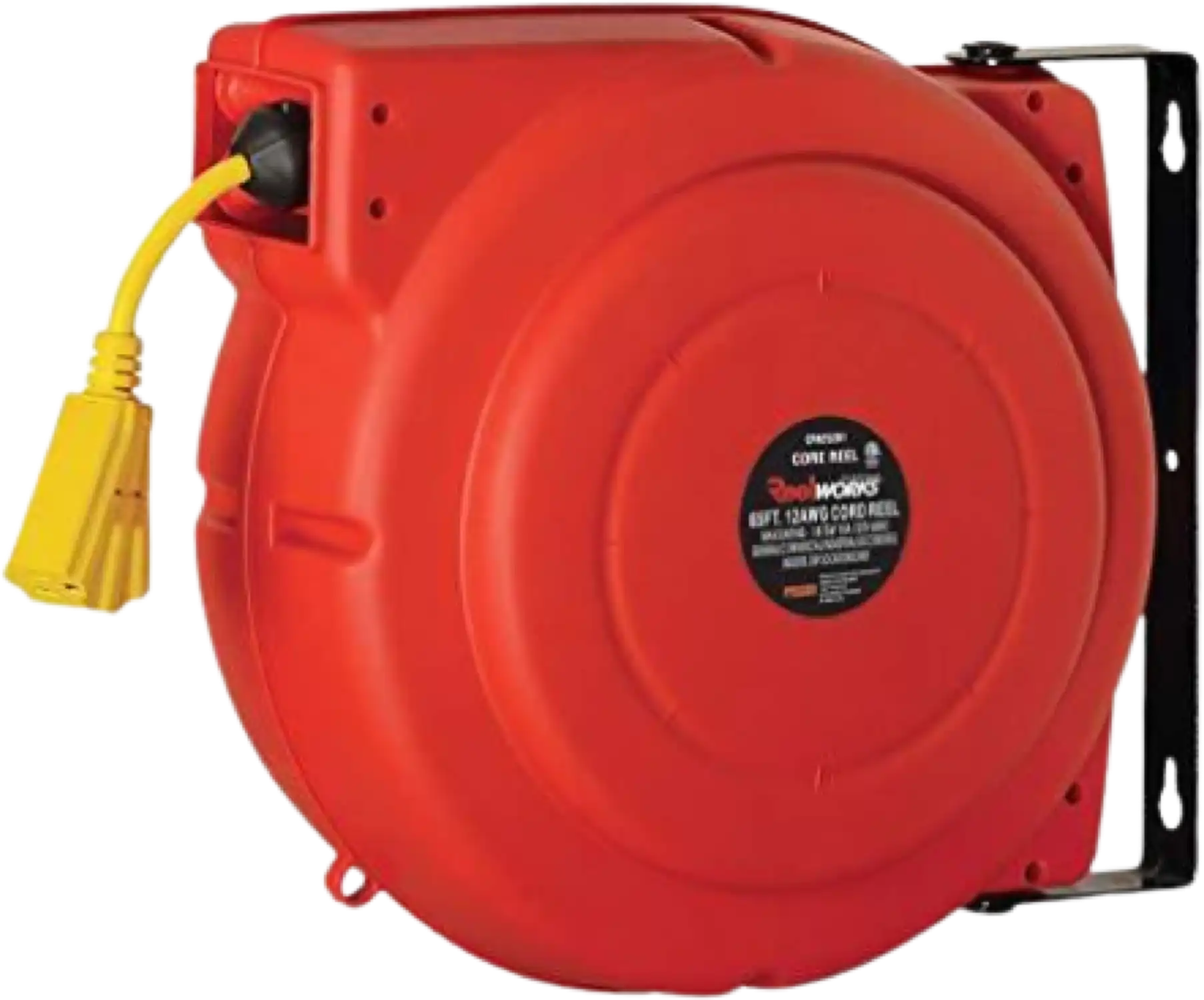 ReelWorks CR625201S3A 12 AWG x 65' 15A 3 Grounded Outlets Mountable Retractable Extension Cord Reel New