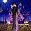 7.2 ft Halloween standing witch with lighted red eyes, automatic arm movement, and terrifying sounds for indoor or.