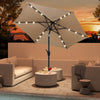 7.5 Feet Solar Powered Patio Umbrella with LED Lights and Crank Handle-Beige - Gallery View 1 of 10