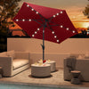 7.5 Feet Solar Powered Patio Umbrella with LED Lights and Crank Handle-Burgundy - Gallery View 1 of 10