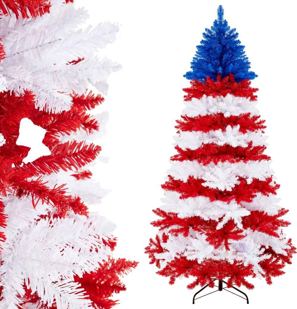 7.5 Feet Artificial Christmas Tree with Warm White LED Lights