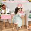 Kids vanity set with rabbit chair, detachable mirror, and storage drawer for safe and fun makeup or writing activities.