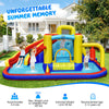 7-in-1 inflatable water slide bounce castle with splash pool, climbing wall, and space for 4 kids to play outdoors.