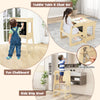 Toddler table and chair set with fun chalkboard, step stool, and climbing features for kids aged 3-14 years.
