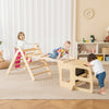 7-in-1 Toddler Climbing Toy Connected Table and Chair Set for Boys and Girls Aged 3-14 Years Old-Natural - Gallery View 1 of 11