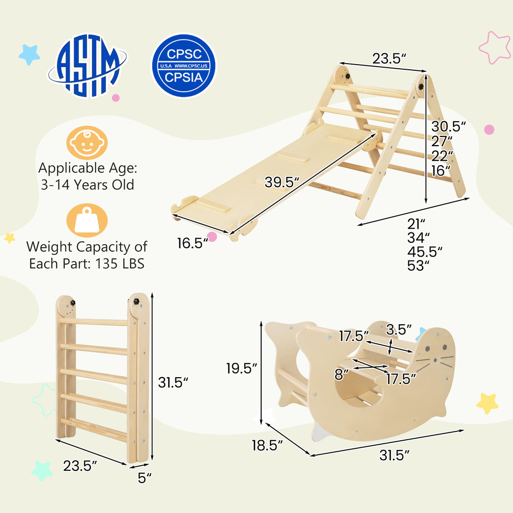 7-in-1 indoor climbing toys for toddlers featuring a reversible ramp, climbing ladder, and slide for active play.